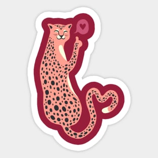 Happy leopard show Love Sticker